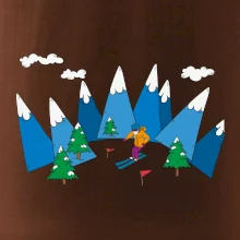 Lyžař a barevné hory