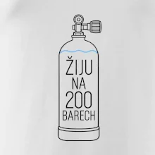 Žiju na 200 barech potápěčská lahev s modrou vlnovkou