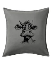 Černobílá karikatura světlá kráva hlava