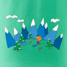 Lyžař a barevné hory