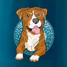 Americký staford kreslený v kolečku (Pecka design)