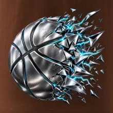 Kovový basketbalový míč s elektrickými střepy