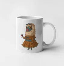 Alpaka s vínem žena