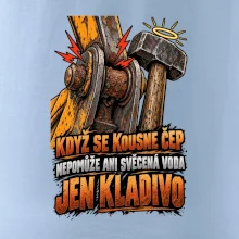 Zaseknutý čep bagru vyřeší kladivo