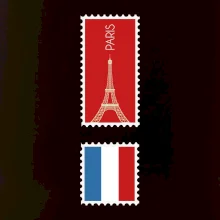 Paříž známka barevná