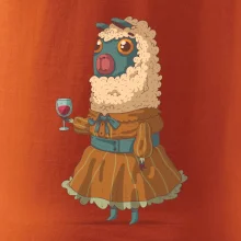 Alpaka s vínem žena