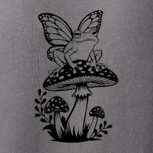 Goblincore černá houba se žábou