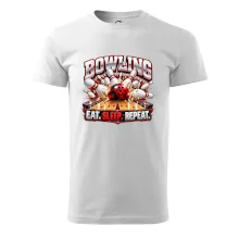 Bowlingová koule a kuželky eat sleep repeat