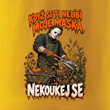 Maskovaný hororový zahradník se zahradními nůžkami