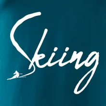 Skiing nápis lyžař