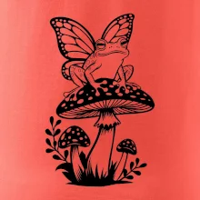 Goblincore černá houba se žábou