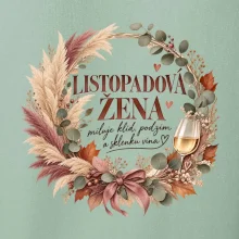 Listopadová žena s bílým vínem v boho věnci