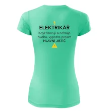 Elektrikář - hlavní jistič - Nápis na zádech
