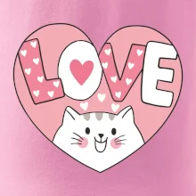 Kočka love - růžové srdce
