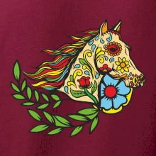 Kůň barevný s listy