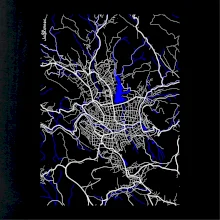 Jablonec nad Nisou - Mapa s vodními toky