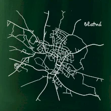 Černobílá mapa Blatná
