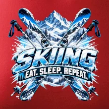 Sjezdové lyže v horách eat sleep repeat