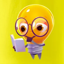 Žárovka přemýšlí nad knihou