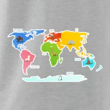 Světové kontinenty s názvy a zvířátky