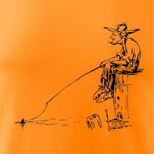 Kreslený rybář na pařezu