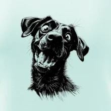 Černobílá karikatura Labrador tmavý