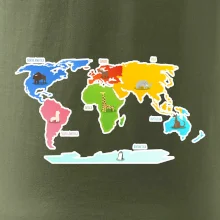 Světové kontinenty s názvy a zvířátky