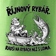 Říjnový rybář v loďce s obří štikou
