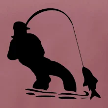 Rybář tahající rybu