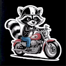 Mýval na motorce kreslený