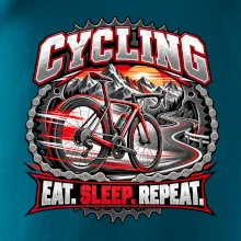 Cyklistické kolo mezi horami eat sleep repeat