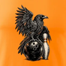 Bowling havran s koulí a kuželkou