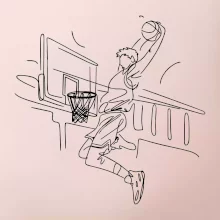 Basketbalista jedním tahem - výskok