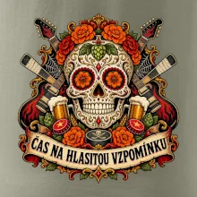 Mexická rocková lebka s kytarami a pivem
