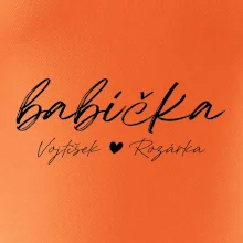 Babička Tričko se jmény dětí psací písmo