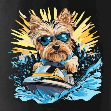 Yorkšírský teriér na vodním skútru