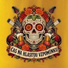 Mexická rocková lebka s kytarami a pivem