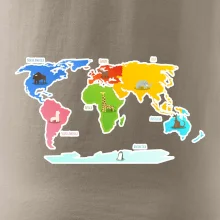 Světové kontinenty s názvy a zvířátky