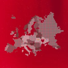 Mapa Evropy - srdce v Ukrajině