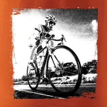 Cyklista černobílá cesta