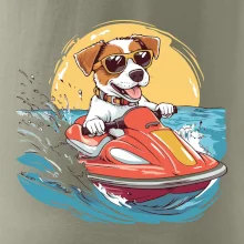 Jack russell teriér na vodním skútru