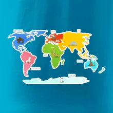 Světové kontinenty s názvy a zvířátky