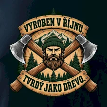 Dřevorubec vyroben v říjnu s překříženými sekerami