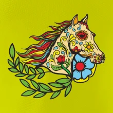 Kůň barevný s listy