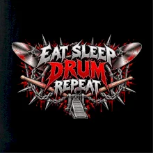 Eat sleep drum repeat metalový potisk bubeníka