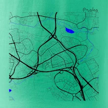 Praha - 14100 mapa s vodními toky