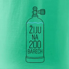 Žiju na 200 barech potápěčská lahev s modrou vlnovkou
