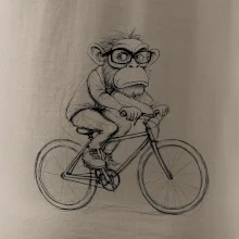 Opice s brýlemi na kole