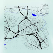 Praha - 14100 mapa s vodními toky