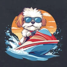 Bišonek na vodním skútru